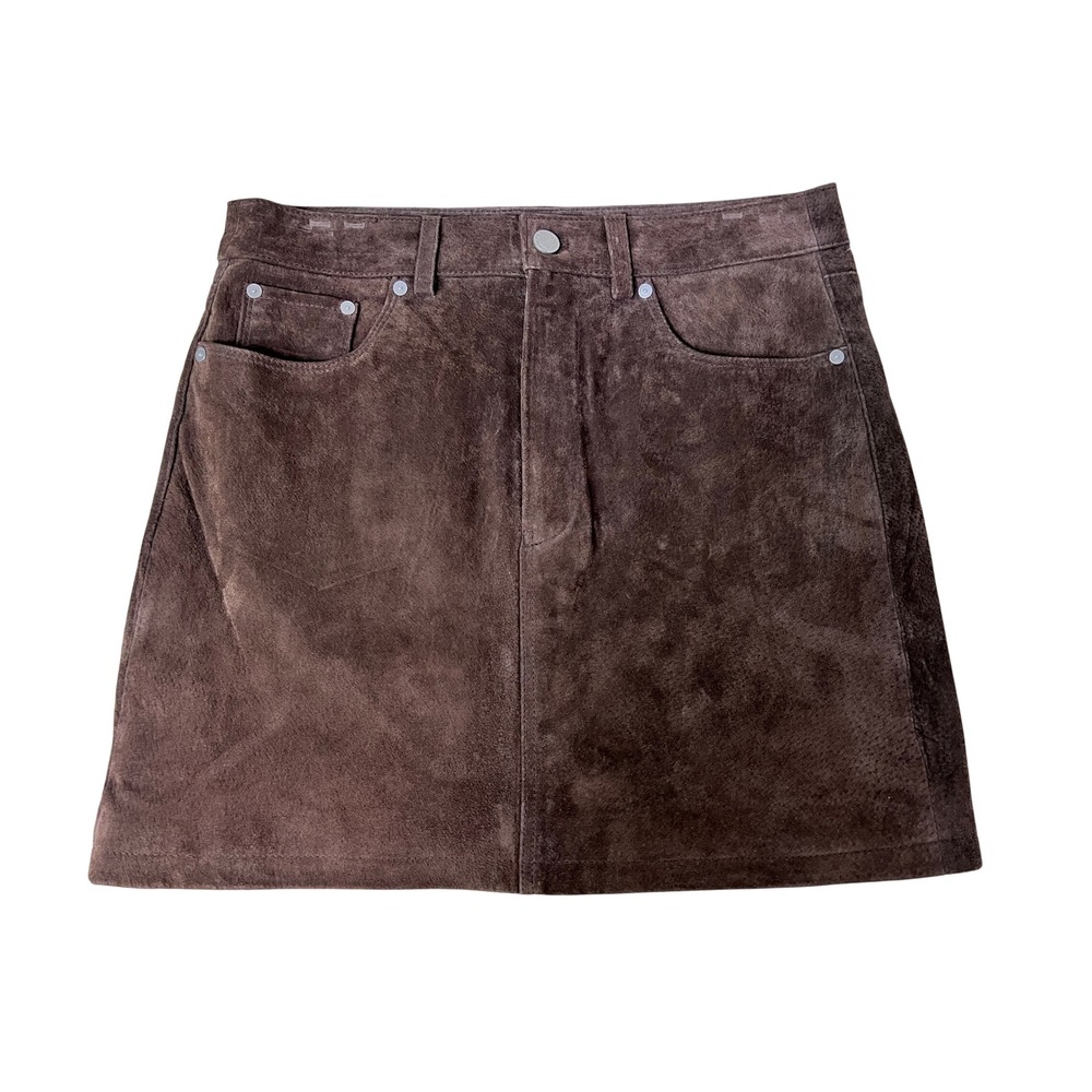 Blankโ NYC Suede Mini Skirt Womens 29 Brown Excellent Genuine Leather 5-Pocket